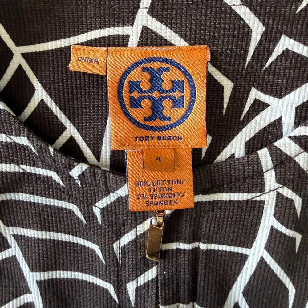 Tory Burch‎ Sleeveless Front Zipper Brown Cotton Dress Size 4